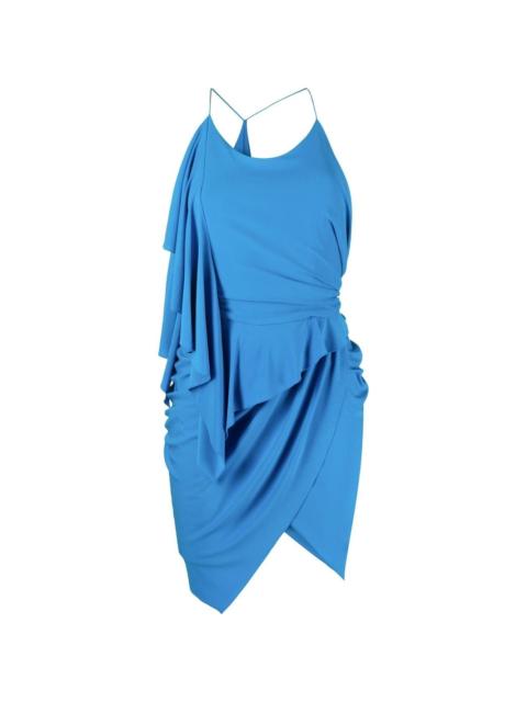 asymmetric draped-effect mini dress