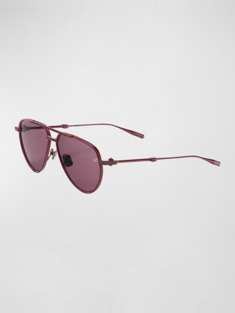 Valentino V-Stud Titanium Aviator Sunglasses
