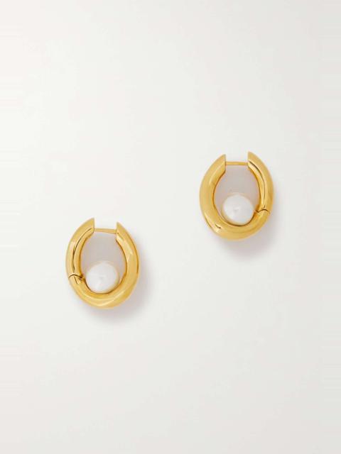 Loop gold-tone faux pearl earrings