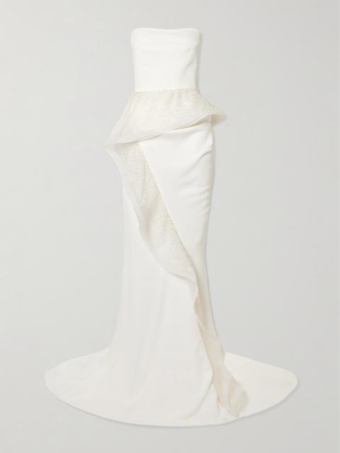 MATICEVSKI Hopeton Strapless Bead-embellished Silk-trimmed Crepe Gown