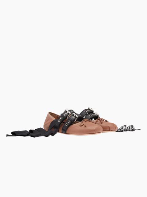 Miu Miu Leather Ballerinas with Belts