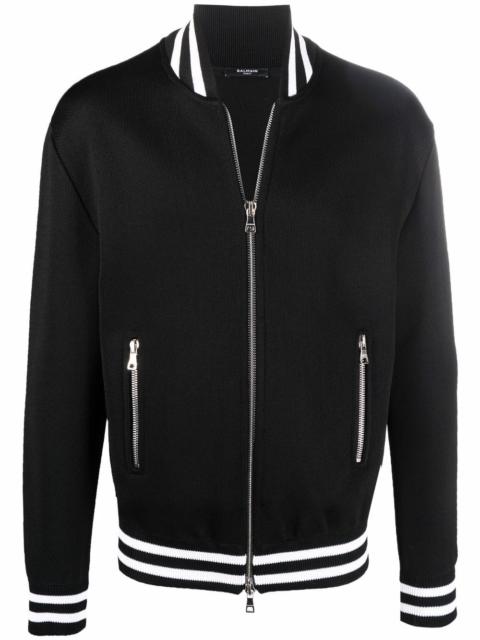 Balmain stripe-trim bomber jacket