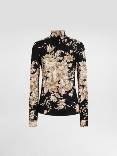 Dolce & Gabbana Rose-print charmeuse shirt
