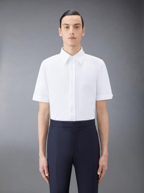 Thom Browne STRAIGHT FIT BUTTON DOWN SHORT SLEEVE SHIRT W/ CF GG PLACKET IN OXFORD