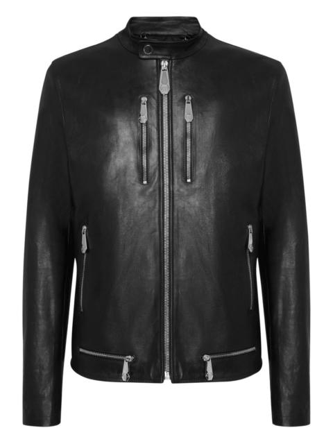 PHILIPP PLEIN leather zip-front jacket