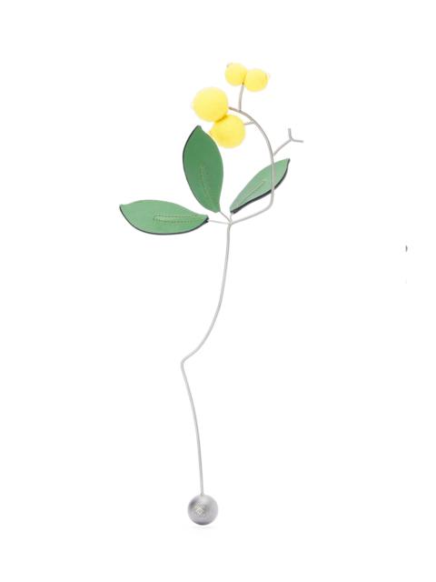 Loewe Small flower branch in felt, calfskin and brass