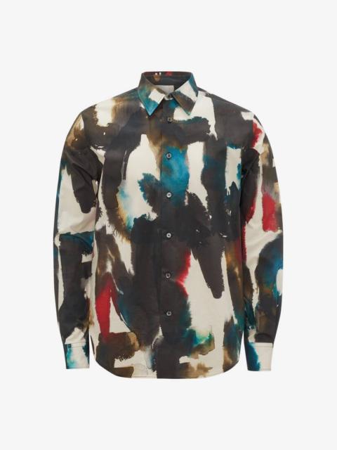 Alexander McQueen Men's Watercolour Graffiti Shirt in Multicolour