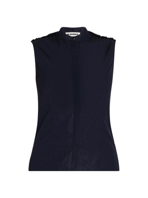 Jil Sander Women's Tailored Cotton Poplin Sleeveless Top - Navy