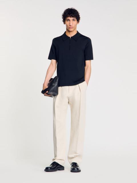 Sandro KNITTED POLO SHIRT WITH ZIP COLLAR