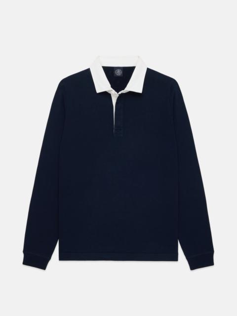 J. PRESS NAVY HIGH-TWIST COTTON RUGBY - TRIM FIT