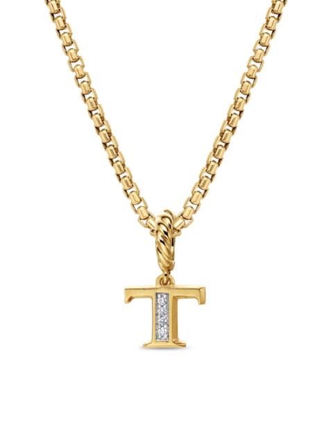 DAVID YURMAN Women's Pavé Initial Pendant in 18K Yellow Gold - Initial T