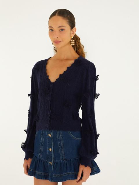 FARM RIO Richilieu 3D Butterflies Artisanal Knit Cardigan