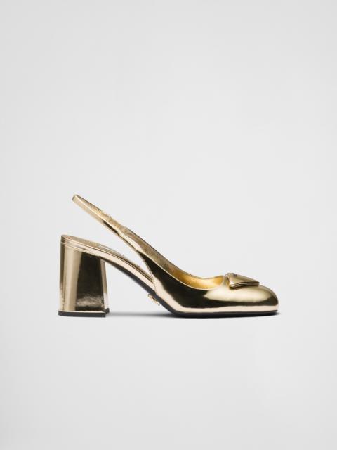 Prada Metallic leather slingback pumps