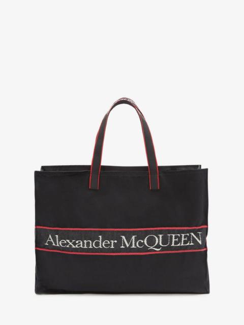 Alexander McQueen East West Selvedge Tote in Black/red