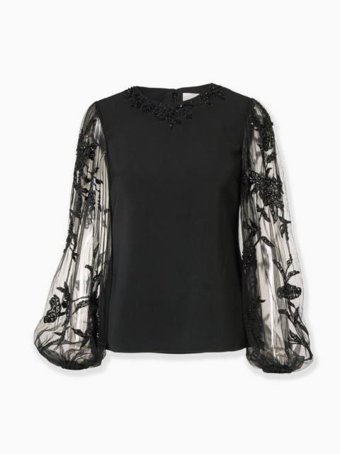 CAROLINA HERRERA Embroidered Puff-Sleeve Top