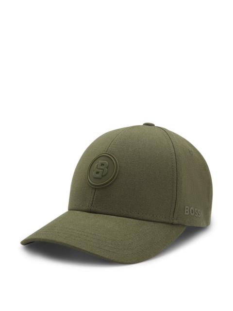 BOSS COTTON-CANVAS CAP WITH DOUBLE B MONOGRAM BADGE