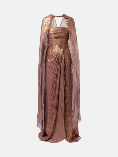 MARMAR HALIM Caped pleated bustier gown