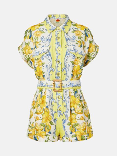 FARM RIO Printed linen romper