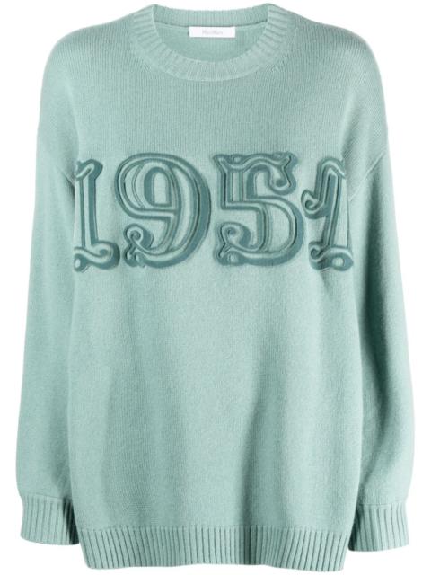 Max Mara | Woman - Wool and cashmere monogram pullover - Light Blue - Size L