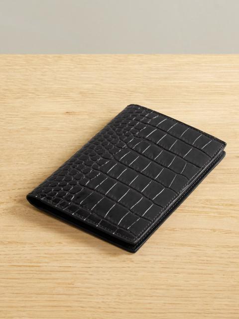 Smythson Mara croc-effect leather passport holder Brown