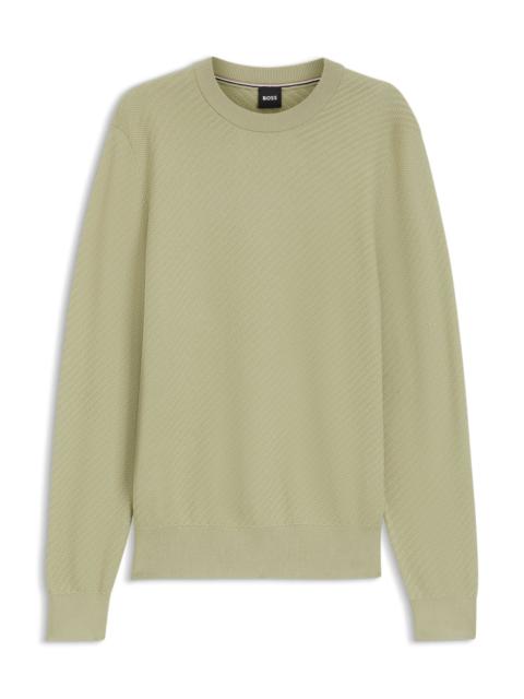 BOSS REGULAR-FIT SWEATER IN DIAGONAL-STRUCTURED COTTON