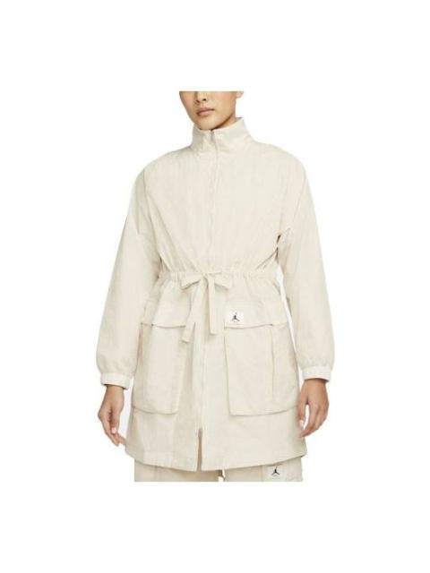 Jordan (WMNS) Air Jordan SS22 Solid Color Zipper Stand Collar Long Sleeves Jacket light mahogany brown DM51