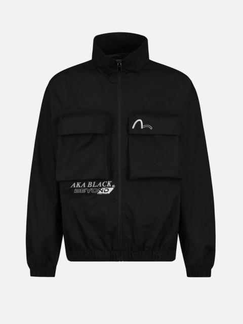 EVISU Logo and Slogan Embroidered Oversized Jacket