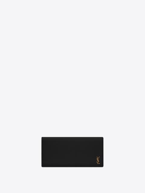 SAINT LAURENT tiny cassandre flat wallet in grained leather
