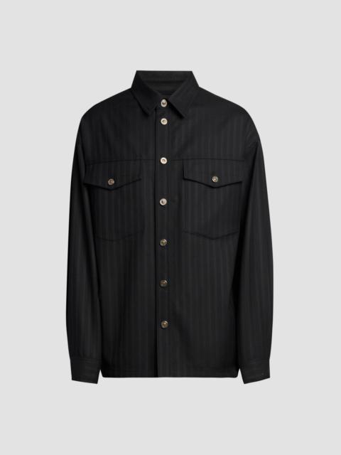 VERSACE Men's Greca Jacquard Wool Shirt - Black