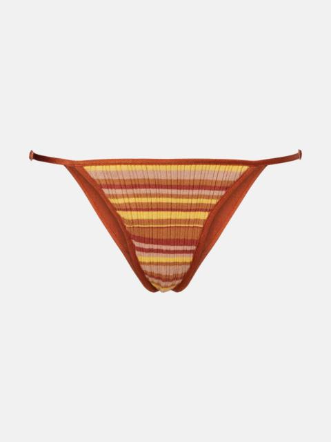 BANANHOT Ann ribbed-knit striped bikini bottoms