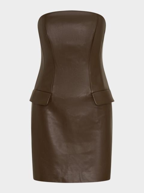 NICHOLAS Rina Strapless Vegan Leather Mini Dress