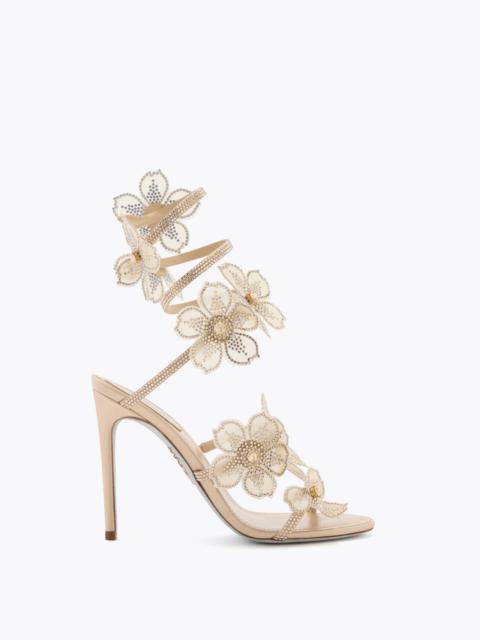 RENE CAOVILLA PEACH FLOWER GOLD SANDAL 105