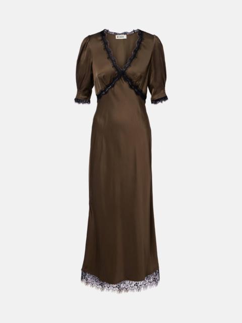 RIXO Annina lace-trimmed satin midi dress