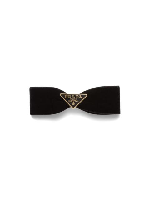 Prada triangle-logo velvet hair clip