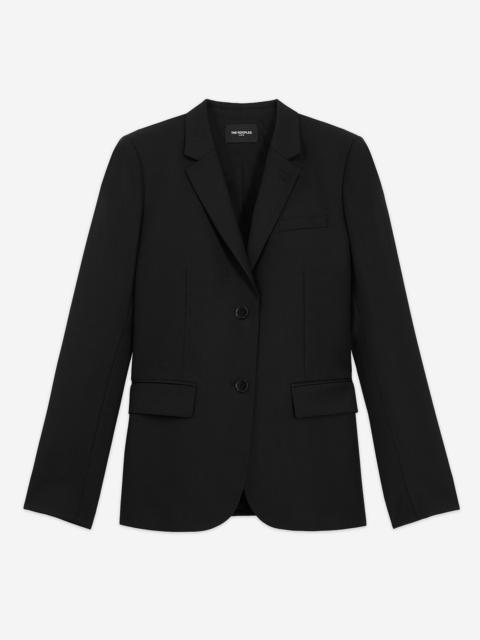 The Kooples BLACK SLIM-FIT WOOL SUIT JACKET