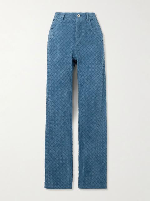 Bottega Veneta Intrecciato suede straight-leg pants Blue