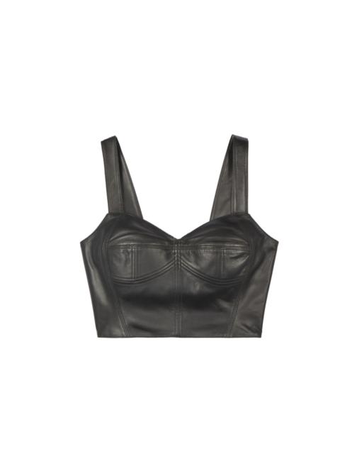 The Kooples BLACK LEATHER BUSTIER TOP