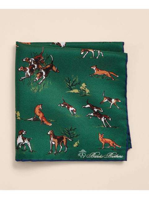 Brooks Brothers Silk Fox & Hound Pocket Square
