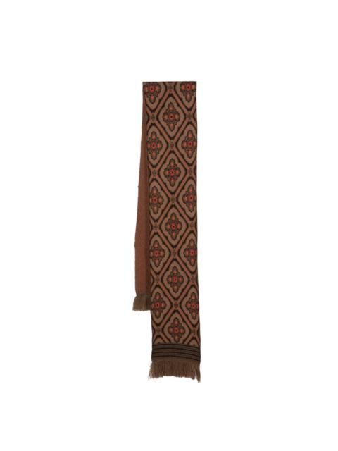 patterned-jacquard fringed scarf