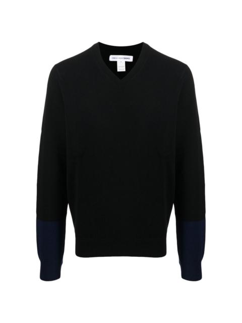 V-neck long-sleeve jumper