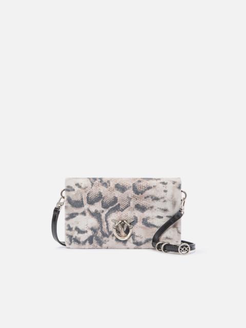 PINKO LOVE BAG CLICK SOFT HORIZONTAL MINI CROSSBODY CLUTCH IN PYTHON-PRINT SUEDE