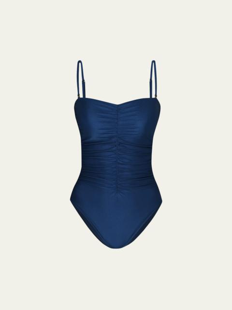 L'AGENCE Lisa Shimmer Plunge One-Piece Swimsuit