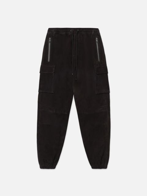 FRAME Suede Cargo Jogger in Black