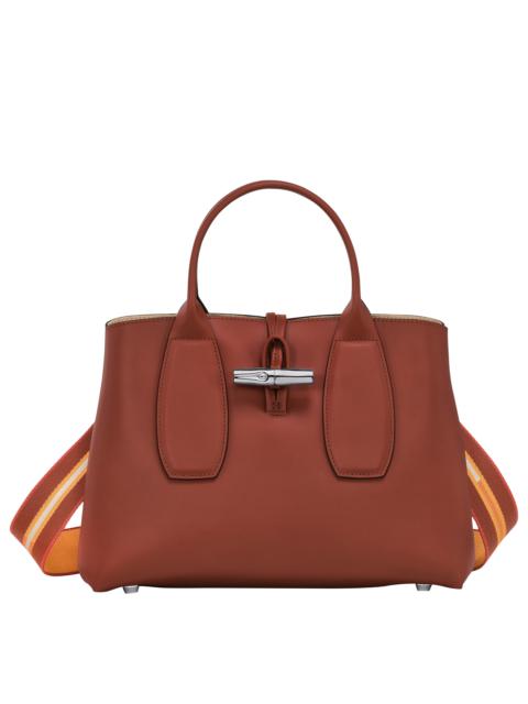 Longchamp Roseau M Handbag Mahogany - Leather