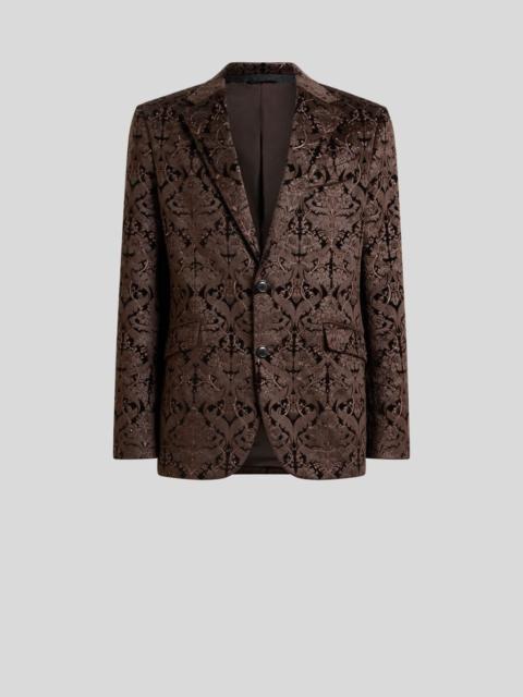 Etro SINGLE-BREASTED COTTON JACKET WITH CRYSTALS AND DAMASK MOTIF