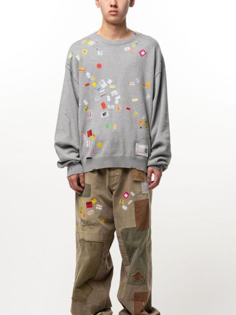 Maison MIHARAYASUHIRO Price Tag Sticker Printed Knit Sweater