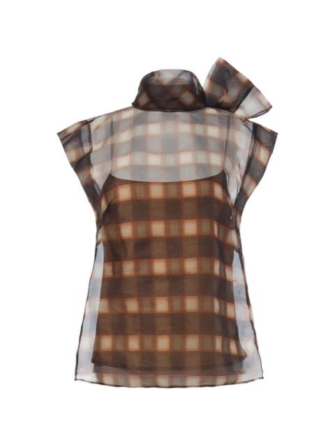 Monse plaid shoulder-tie blouse