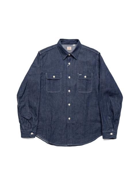 SUGAR CANE Blue Denim L/S Work Shirt - Washed