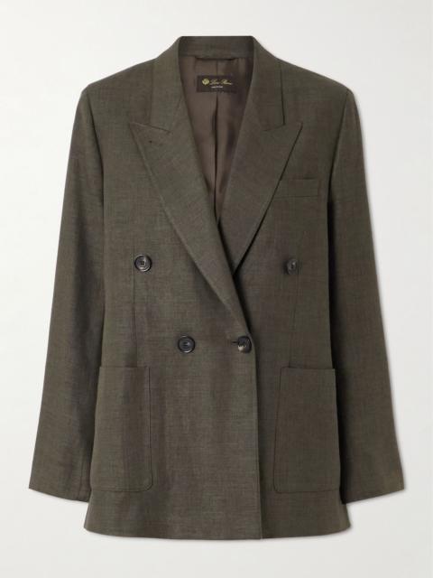 Loro Piana Genny double-breasted linen and wool-blend blazer Dark green