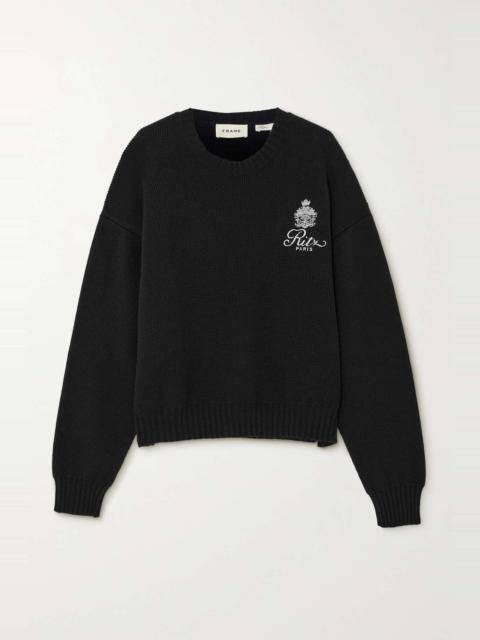 FRAME + Ritz Paris embroidered cashmere sweater